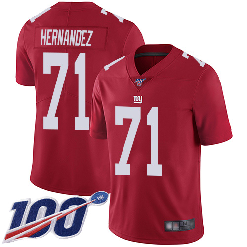 Men New York Giants #71 Will Hernandez Red Limited Red Inverted Legend 100th Season Football NFL Jersey